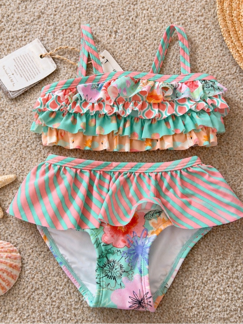 NWT Matilda Jane Ruffle 2 Piece Swim Set Size 2 Boutique Summer Swim Suit